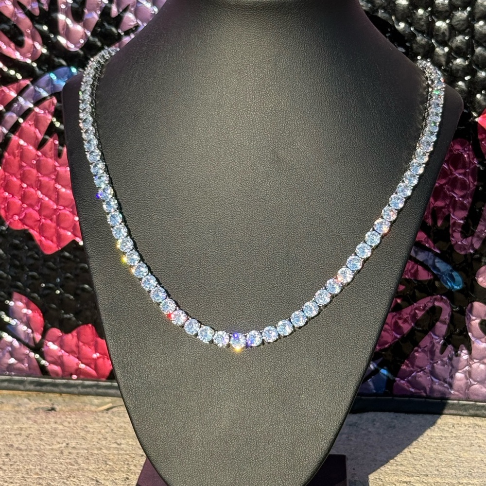 6mm GRA CERTIFIED Moissanite Tennis 24” on 925 Sterling Silver.
